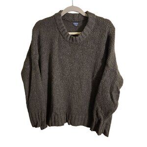 Aerie Alpaca Wool Blend Olive Army Green Oversized Crewneck Sweater Size XS